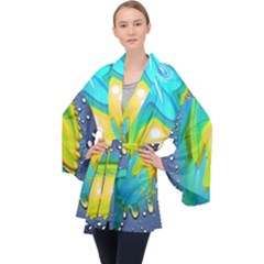 Liquid Background Long Sleeve Velvet Kimono  by GardenOfOphir