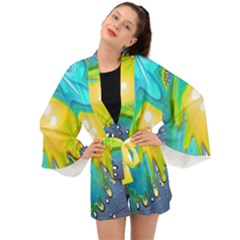 Liquid Background Long Sleeve Kimono by GardenOfOphir