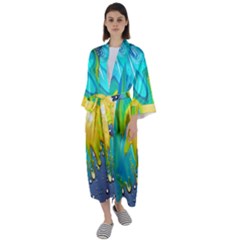 Liquid Background Maxi Satin Kimono by GardenOfOphir