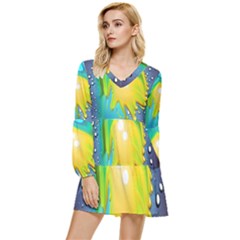 Liquid Background Tiered Long Sleeve Mini Dress by GardenOfOphir