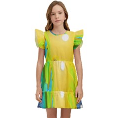 Liquid Background Kids  Winged Sleeve Dress by GardenOfOphir