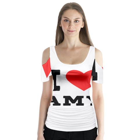 I Love Amy Butterfly Sleeve Cutout Tee  by ilovewhateva