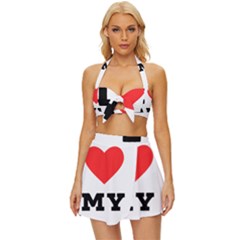 I Love Amy Vintage Style Bikini Top And Skirt Set  by ilovewhateva