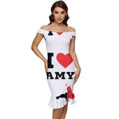 I Love Amy Off Shoulder Ruffle Split Hem Bodycon Dress by ilovewhateva