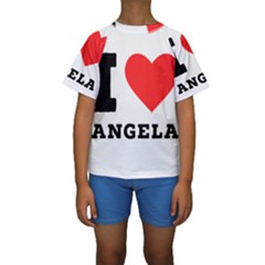 I Love Angela  Kids  Short Sleeve Swimwear by ilovewhateva