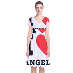 I Love Angela  Short Sleeve Front Wrap Dress by ilovewhateva