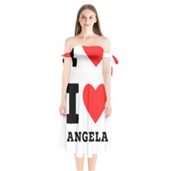 I Love Angela  Shoulder Tie Bardot Midi Dress by ilovewhateva