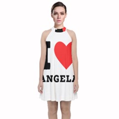 I Love Angela  Velvet Halter Neckline Dress  by ilovewhateva