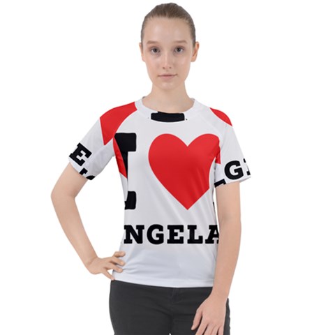 I Love Angela  Women s Sport Raglan Tee by ilovewhateva