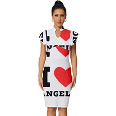 I Love Angela  Vintage Frill Sleeve V-neck Bodycon Dress by ilovewhateva