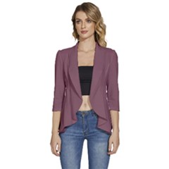 Dull Purple	 - 	3/4 Sleeve Ruffle Edge Open Front Jacket