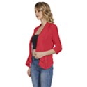 Amaranth Red	 - 	3/4 Sleeve Ruffle Edge Open Front Jacket View2