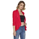 Cadmium Red	 - 	3/4 Sleeve Ruffle Edge Open Front Jacket View3