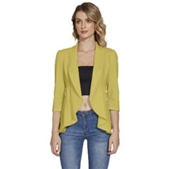 Ceylon Yellow	 - 	3/4 Sleeve Ruffle Edge Open Front Jacket