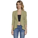 Khaki	 - 	3/4 Sleeve Ruffle Edge Open Front Jacket View1