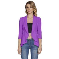 Purple Flower	 - 	3/4 Sleeve Ruffle Edge Open Front Jacket