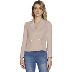 Frosted Almond Brown	 - 	long Sleeve Revers Collar Cropped Jacket