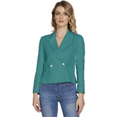 Celadon Green	 - 	long Sleeve Revers Collar Cropped Jacket