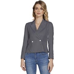 Davy Grey	 - 	long Sleeve Revers Collar Cropped Jacket