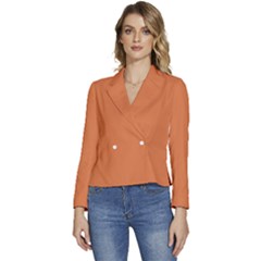 Amber Glow Orange	 - 	long Sleeve Revers Collar Cropped Jacket