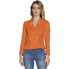 Dark Papaya Orange	 - 	long Sleeve Revers Collar Cropped Jacket by ColorfulWomensWear