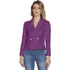 Byzantine Purple	 - 	long Sleeve Revers Collar Cropped Jacket