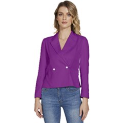 Dark Orchid Purple	 - 	long Sleeve Revers Collar Cropped Jacket