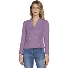 Dusty Lavender Purple	 - 	long Sleeve Revers Collar Cropped Jacket