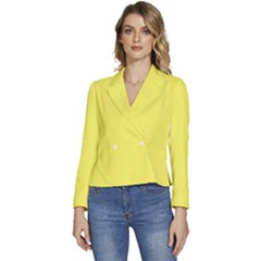 Icterine Yellow	 - 	long Sleeve Revers Collar Cropped Jacket