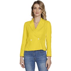 Butter Yellow	 - 	long Sleeve Revers Collar Cropped Jacket by ColorfulWomensWear