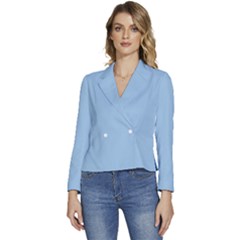 Pale Cerulean	 - 	long Sleeve Revers Collar Cropped Jacket