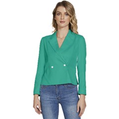 Jungle Green	 - 	long Sleeve Revers Collar Cropped Jacket