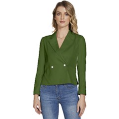 Juniper Green	 - 	long Sleeve Revers Collar Cropped Jacket