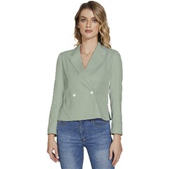 Laurel Green	 - 	long Sleeve Revers Collar Cropped Jacket