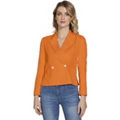 Carrot Orange	 - 	long Sleeve Revers Collar Cropped Jacket