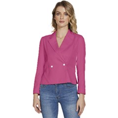 Fuchsia Rose	 - 	long Sleeve Revers Collar Cropped Jacket