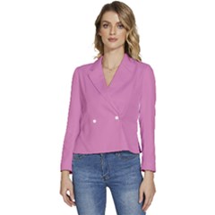 Middle Pink	 - 	long Sleeve Revers Collar Cropped Jacket