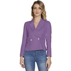 French Lilac Purple	 - 	long Sleeve Revers Collar Cropped Jacket