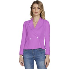 French Mauve Purple	 - 	long Sleeve Revers Collar Cropped Jacket