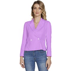 Lavender Purple	 - 	long Sleeve Revers Collar Cropped Jacket by ColorfulWomensWear