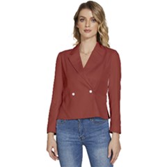 Burnt Umber Red	 - 	long Sleeve Revers Collar Cropped Jacket