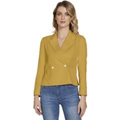 Lemon Curry Yellow	 - 	long Sleeve Revers Collar Cropped Jacket