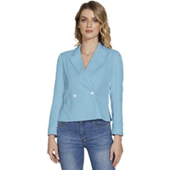 Sky Blue	 - 	long Sleeve Revers Collar Cropped Jacket