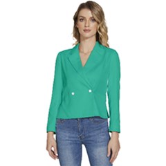 Mint Leaf Green	 - 	long Sleeve Revers Collar Cropped Jacket