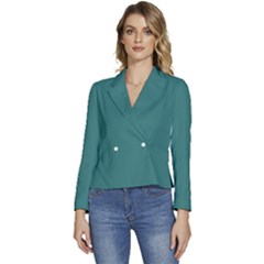 Myrtle Green	 - 	long Sleeve Revers Collar Cropped Jacket