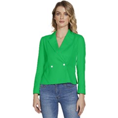 Parakeet Green	 - 	long Sleeve Revers Collar Cropped Jacket