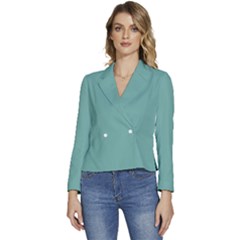 Sheen Green	 - 	long Sleeve Revers Collar Cropped Jacket