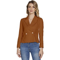 Rust Orange	 - 	long Sleeve Revers Collar Cropped Jacket