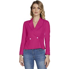 Peacock Pink	 - 	long Sleeve Revers Collar Cropped Jacket