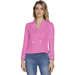 Persian Pink	 - 	long Sleeve Revers Collar Cropped Jacket